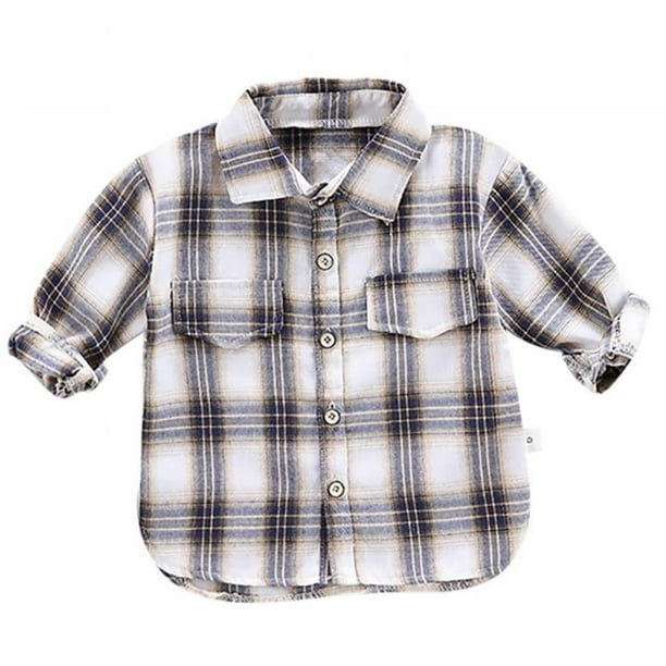 Toddler Kids Baby Boy Cotton Long Sleeve Plaid Shirt T-shirt Tops Outfit Clothes Toddler Kids Baby Boy Cotton Long Sleeve Plaid Shirt T-shirt Tops Outfit Clothes